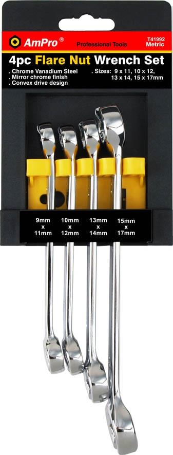 4PC FLARE NUT WRENCH SET (9 x