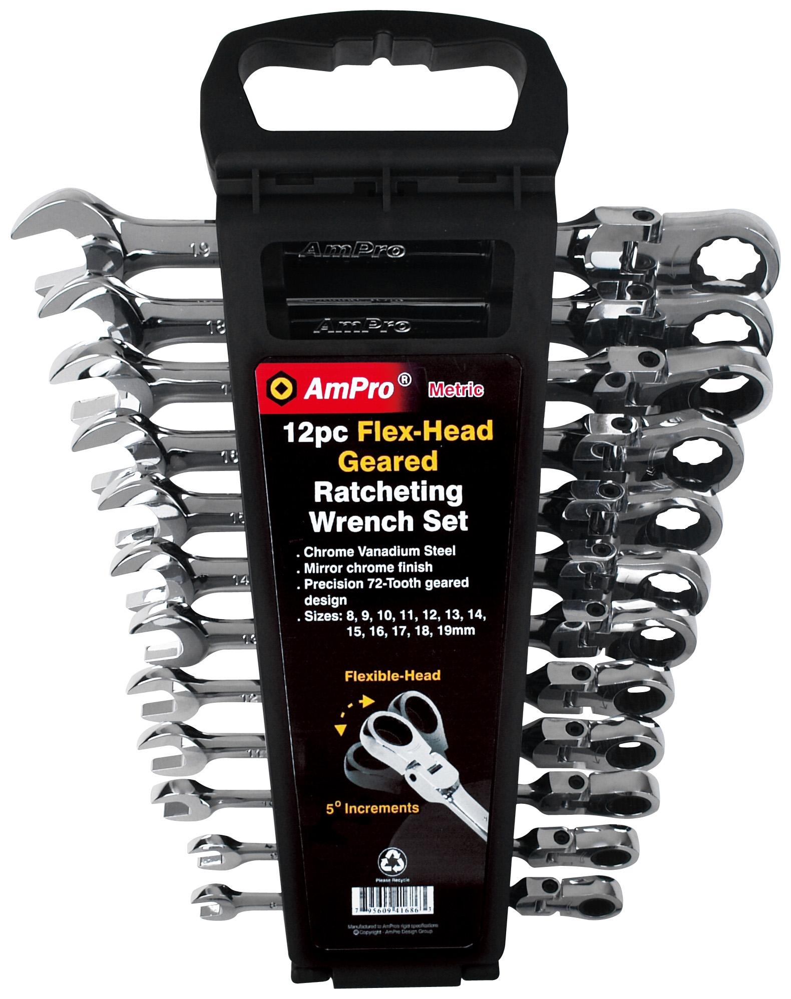 WRENCH 12PC FLEX GEARED 8-19