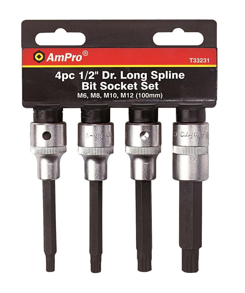 4PC 1/2 SPLINE BIT SET (100MM)