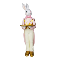 56.5CM RESIN BUNNY W/TRAY