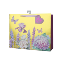 LRG SPRING FLOWERS HORIZONTAL GIFT BAG 32X26X12CM