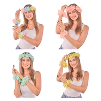 4A PASTEL HEAD LEI & WRISTLET