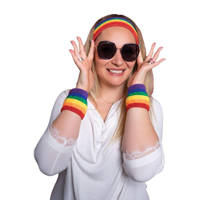 3PC RAINBOW HEAD & WRIST BAND SET