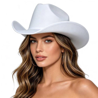 BURLAP COWBOY HAT-WHITE