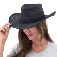 BURLAP COWBOY HAT-BLACK