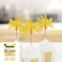 12 YELLOW POMP POM PICKS