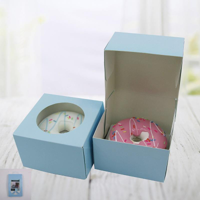 4PK BLUE SINGLE DONUT BOX 10X10X6.5CM