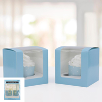 4PK BLUE SINGLE CUP CAKE BOX