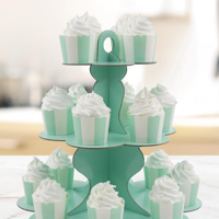 3 TIER MINT PAPER CAKE STAND