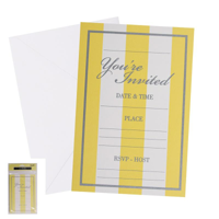 6 YELLOW STRIPED INVITES