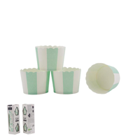 30 MINT STRIPE BAKING CUPS