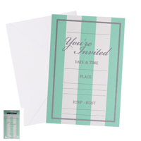 6 MINT STRIPED INVITES