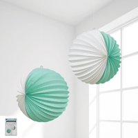 2PK 25CM MINT ACCORDION LANTERNS