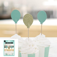 12PK 10CM MINT/CHAMPAGNE BALLOON PICKS