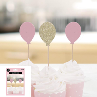 12PK 10CM PINK/CHAMPAGNE BALLOON PICKS