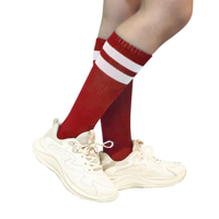 40CM RED STRIPE KNEE HIGH SOCKS