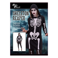 SKELETON REAPER COSTUME-INCLUDING TOP W/HOOD, TIGHTS