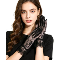 SHORT LACE GLOVES- BLACK