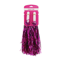 2PK METALLIC POM POM-PINK