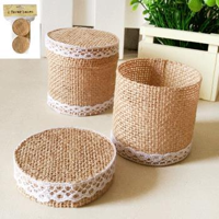 2PK HESSIAN FAVOR BOX WITH LACE (6CM X 6CM X 6CM)