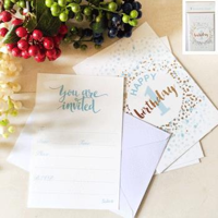8PK 1ST BIRTHDAY INVITATION CARDS IN FOILED BLUE