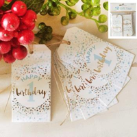 12PK 1ST BIRTHDAY GIFT TAGS IN FOILED BLUE