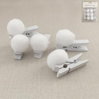 6 WHT POM POM PEGS
