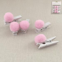 6 PINK POM POM PEGS