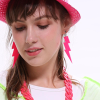 NEON LIGHTNING EARRINGS-PINK