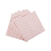 20PK 33X33 PINK DOTTY NAPKIN GOLD FOILED