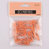 20PK MINI CORAL PINK PEGS 2.5CM