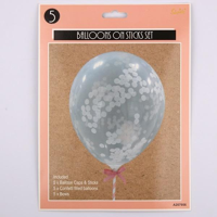 5 CORAL PINK BALLOONS STICKS