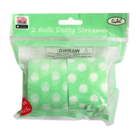 2 ROLLS 10 METRE DOTTY STREAMER - GREEN