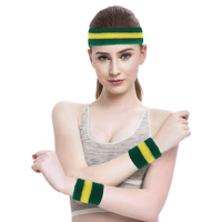 3PC GREEN & GOLD SWEATBAND