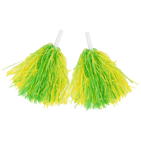 2PK GREEN & GOLD POM POMS