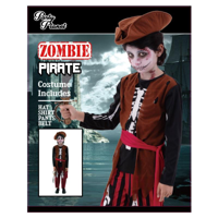 BOY ZOMBIE PIRATE COSTUME-INCLUDING HAT, SHIRT, PANTS, BELT