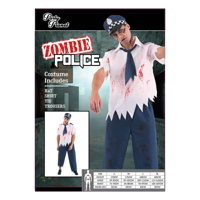 MAN ZOMBIE POLICE COSTUME-2A SIZES LRG & XLG