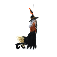 90CM HANGING KICKING WITCH ON BROOM-3XAA BATTERY