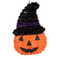 35X22CM HANGING TINSEL PUMPKIN