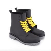 WOMENS BLACK W/YELLOW LACES DOC LOOK BOOTS ASST. SIZES