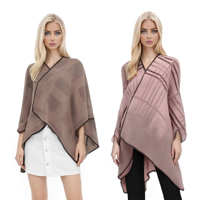 2A WOMENS PONCHO TAUPE, PINK 130X150CM