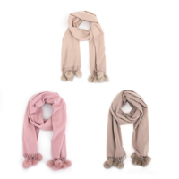 3A WOMENS SCARF W/POM POMS 68X180CM