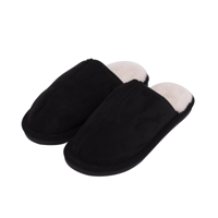 MENS BLACK FAUX SHEEP SKIN SLIPPERS ASST. SIZES