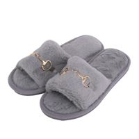 WOMENS POWDER BLUE FLUFFY SLIPPER ASST. SIZES