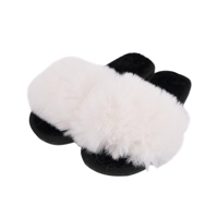 WOMENS TAUPE FLUFFY SLIDE SLIPPERS ASST. SIZES