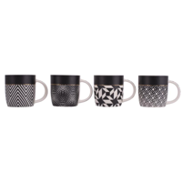 4A BLACK & WHITE PATTERN MUGS 350ML