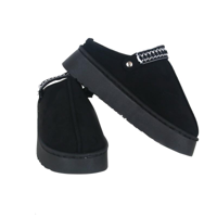 WOMENS BLACK PLATFORM STRAP SLIPPERS ASST. SIZES