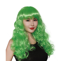 GREEN WAVY LONG WIG