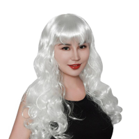WHITE WAVY LONG WIG