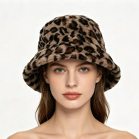 LEOPARD PRINT FUR BUCKET HAT